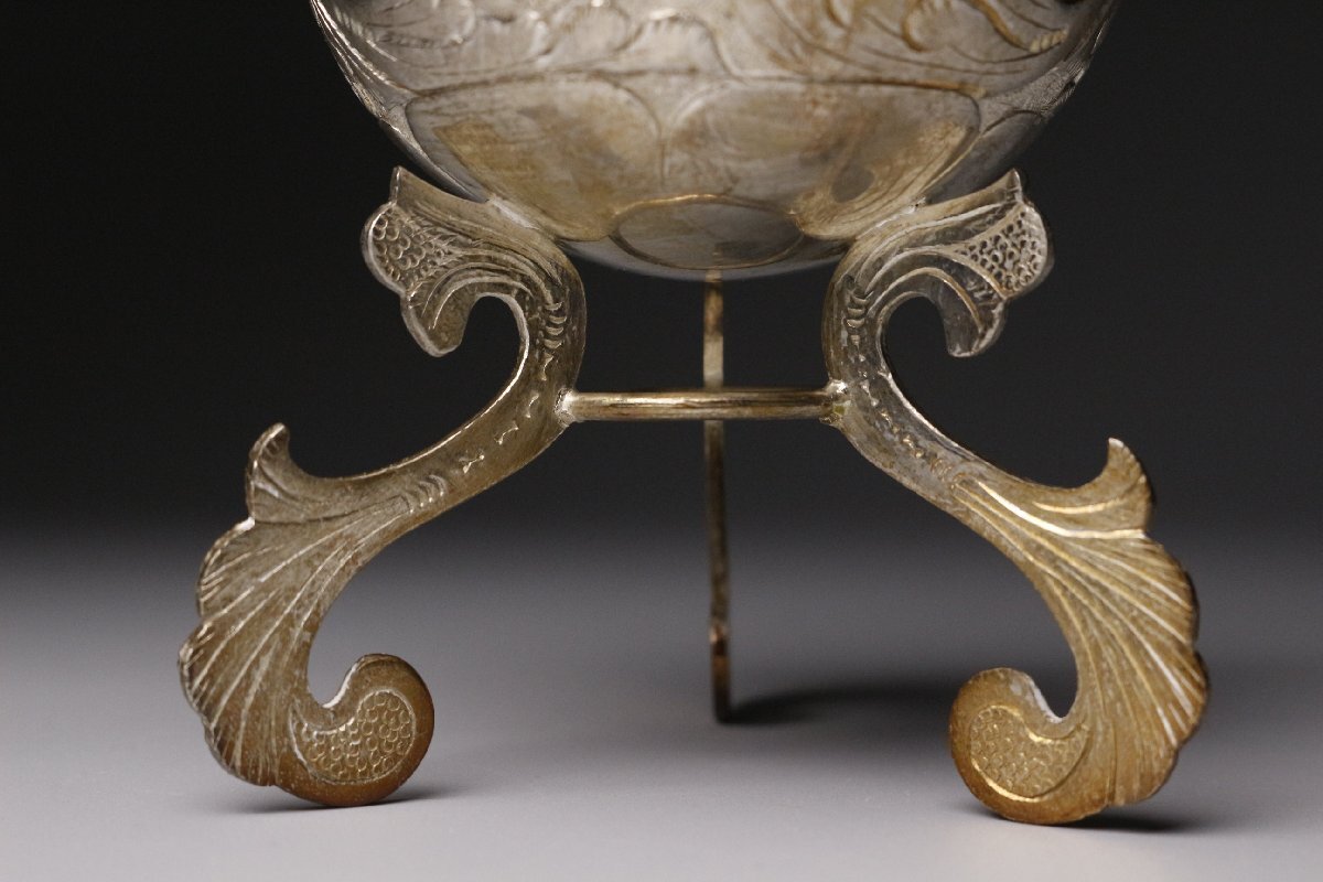 【LIG】パラグアイ製 銀製 マテカップ ボンビージャ 800刻印 総重量191g ティーセット 細密造 マテ茶 アンティーク [.RW]25.9_画像5