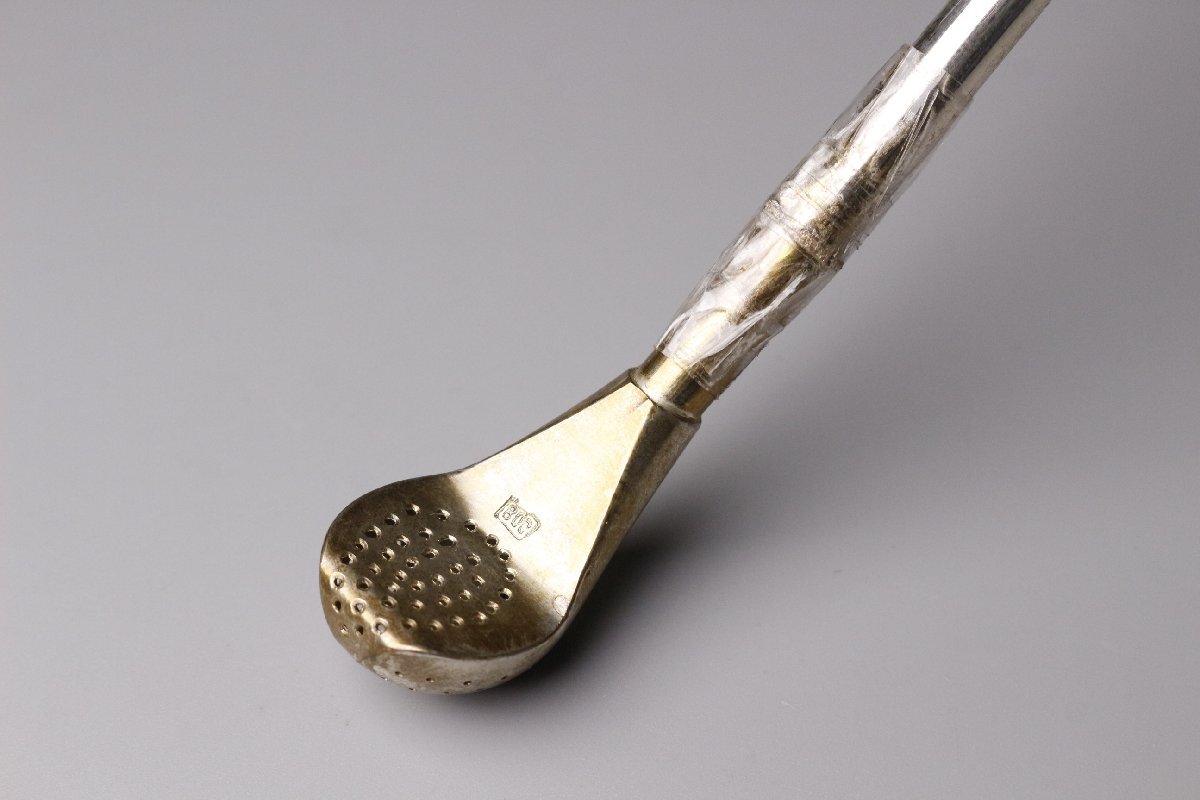 【LIG】パラグアイ製 銀製 マテカップ ボンビージャ 800刻印 総重量191g ティーセット 細密造 マテ茶 アンティーク [.RW]25.9_画像8