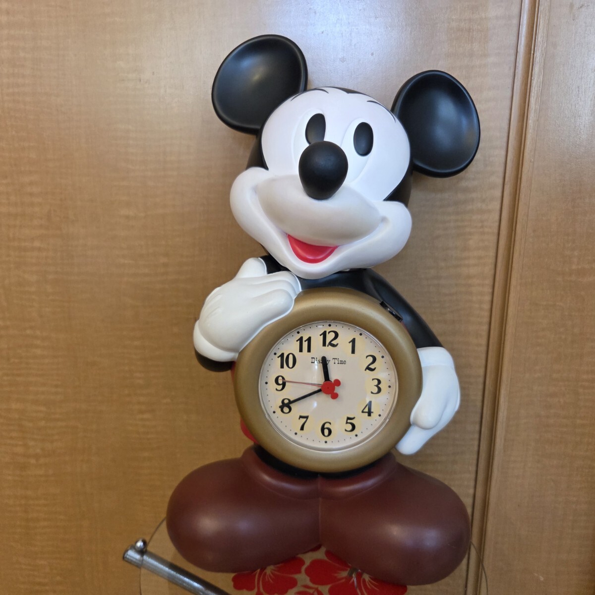 Disney Time 「ミッキー 大型目覚まし時計 電池式 可動品」高さ40cm アラームOK レトロ 使用品 A680