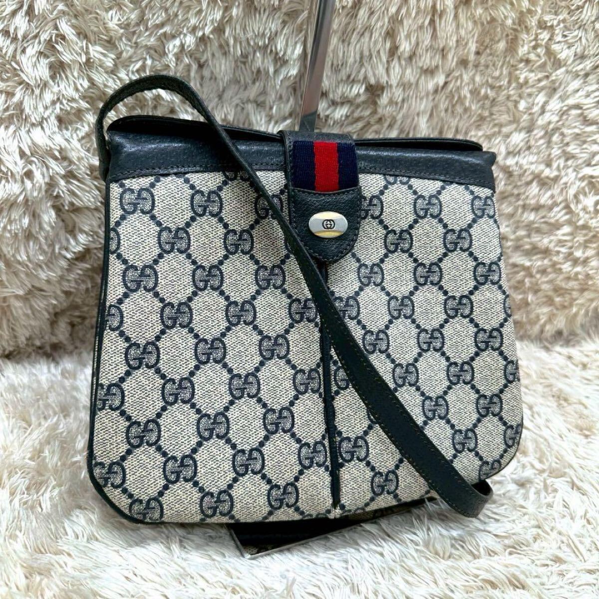 【美品】グッチ ショルダーバッグ カレイド ビー シェリーライン GGスプリーム 美品 グッチ GGスプリーム シェリーライン ショルダーバッグ ネイビー