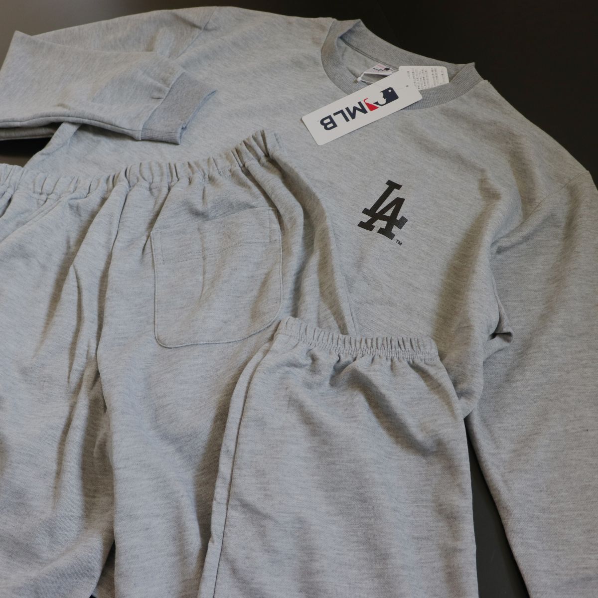 ★ドジャース DODGERS MLB 新品 メンズ メジャーリーグ 大谷翔平 山本由伸 上下セット ダンボールニット 灰[SET21454YA-N3-L] 五 弐★QWER