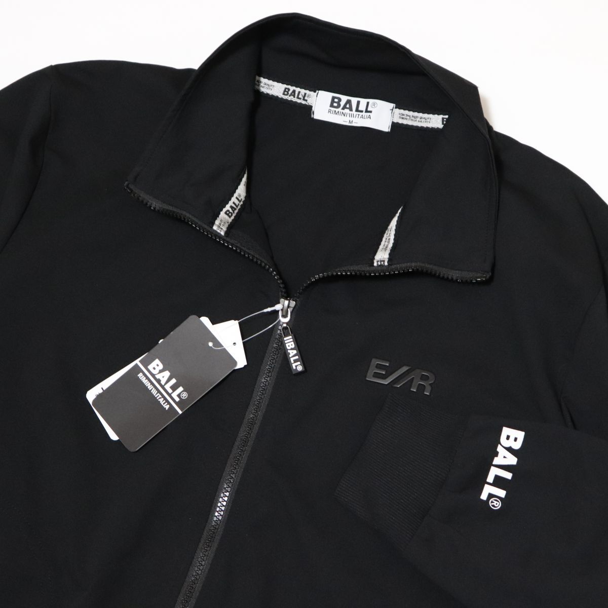 ★ボール BALL 新品 メンズ イタリア発人気ブランド UV ストレッチ トレーニング ジャケット 黒 Mサイズ[35124-99-M] 一 二 壱★QWER★
