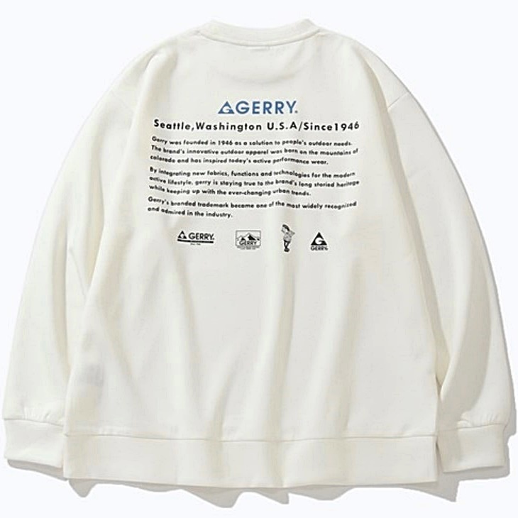 ★ジェリー アウトドア GERRY 新品 メンズ ビッグロゴ バックプリント スウェット トレーナー 白 Mサイズ[GE25AW1711N-M] 一 三 壱★QWER