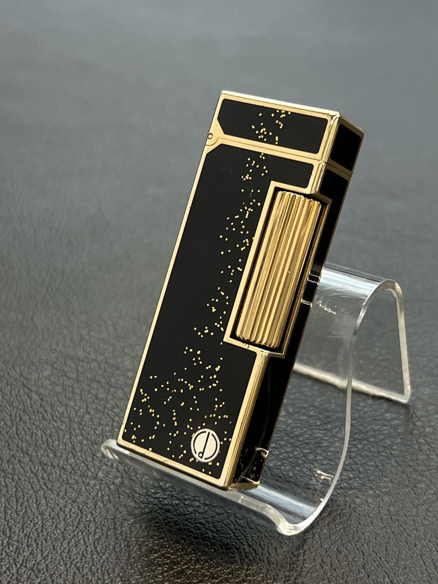 Dunhill ダンヒル ガスライター ブラックラメ ゴールド