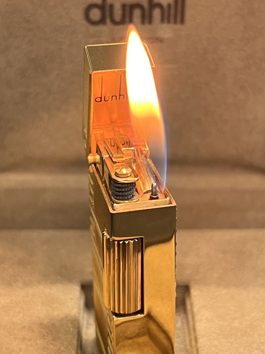 Dunhill ダンヒル ガスライター　ショートタイプ　シグネチャー ゴールド　箱付き