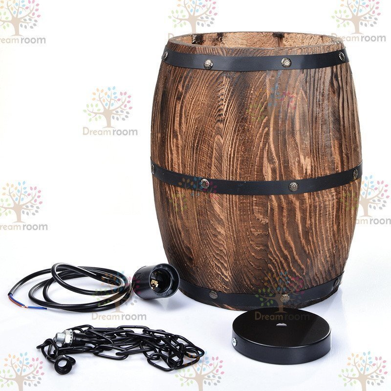 ビンテージ 樽型ペンダントライト カフェ バー ライト天井ランプ レストラン ぶら下げ照明 木制 ワイン樽 モダン【D-119】