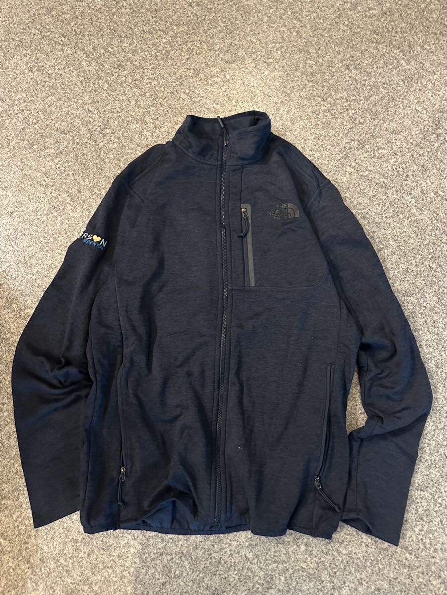 THE NORTH FACE ヨルダン製 S ジャケット アウター トップス ジップアップ 裏地フリース ノースフェイス 黒 ブラック アウトドア 古着 USED