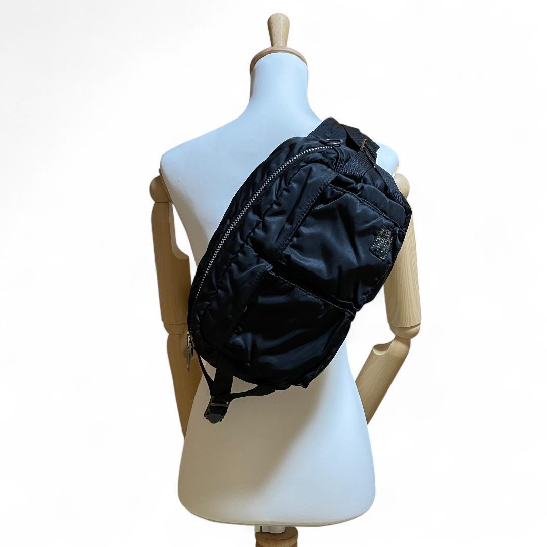良品 PORTER ボディバッグ ナイロン ブラック タンカー_画像1