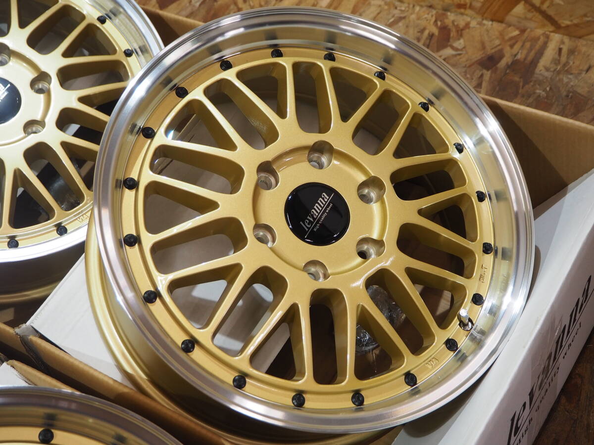 即納☆車検対応☆高級 ゴールド メッシュ 深リム levanna V10LTH 18inc7.0J+38 JWL-T TOYO H30 ホワイトレター 225/50R18 ハイエース 200系_画像4