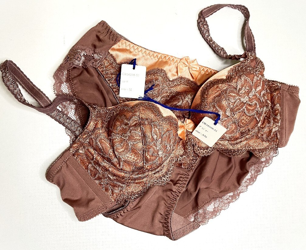 ＜再値下げ＞CR16108-51 IB⑦【特価】新品 小さい ブラジャー＆ショーツセット A70/M 1セット 有名ブランド レース 花柄 レディース_画像1