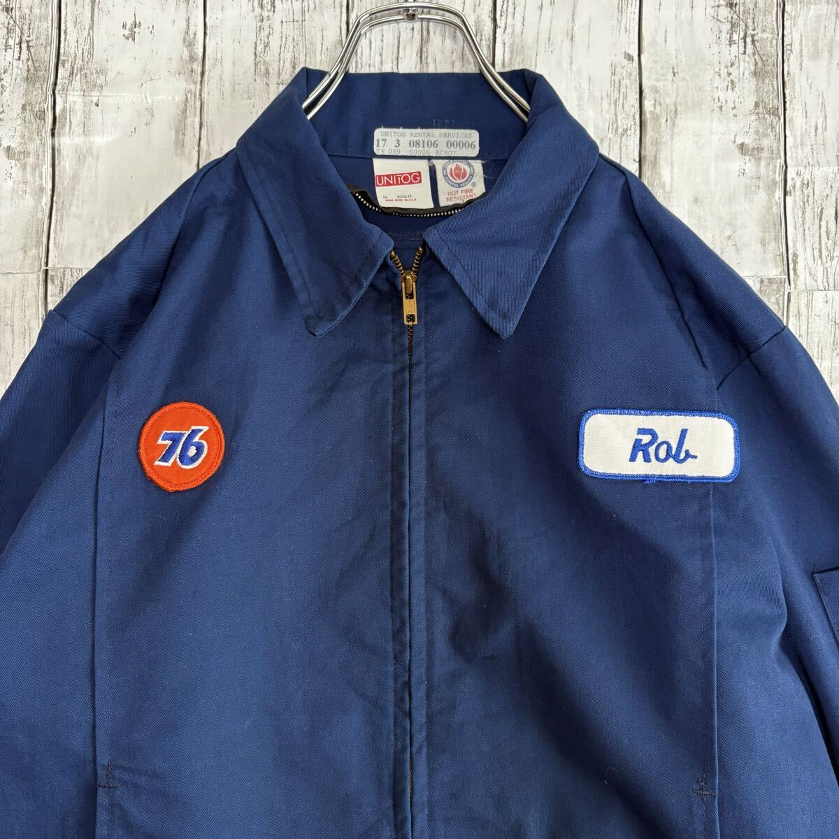 80s USA製 UNITOG ユニトグ 76ルブリカンツ ワッペン ワークジャケット ブルゾン U.S.古着_画像1