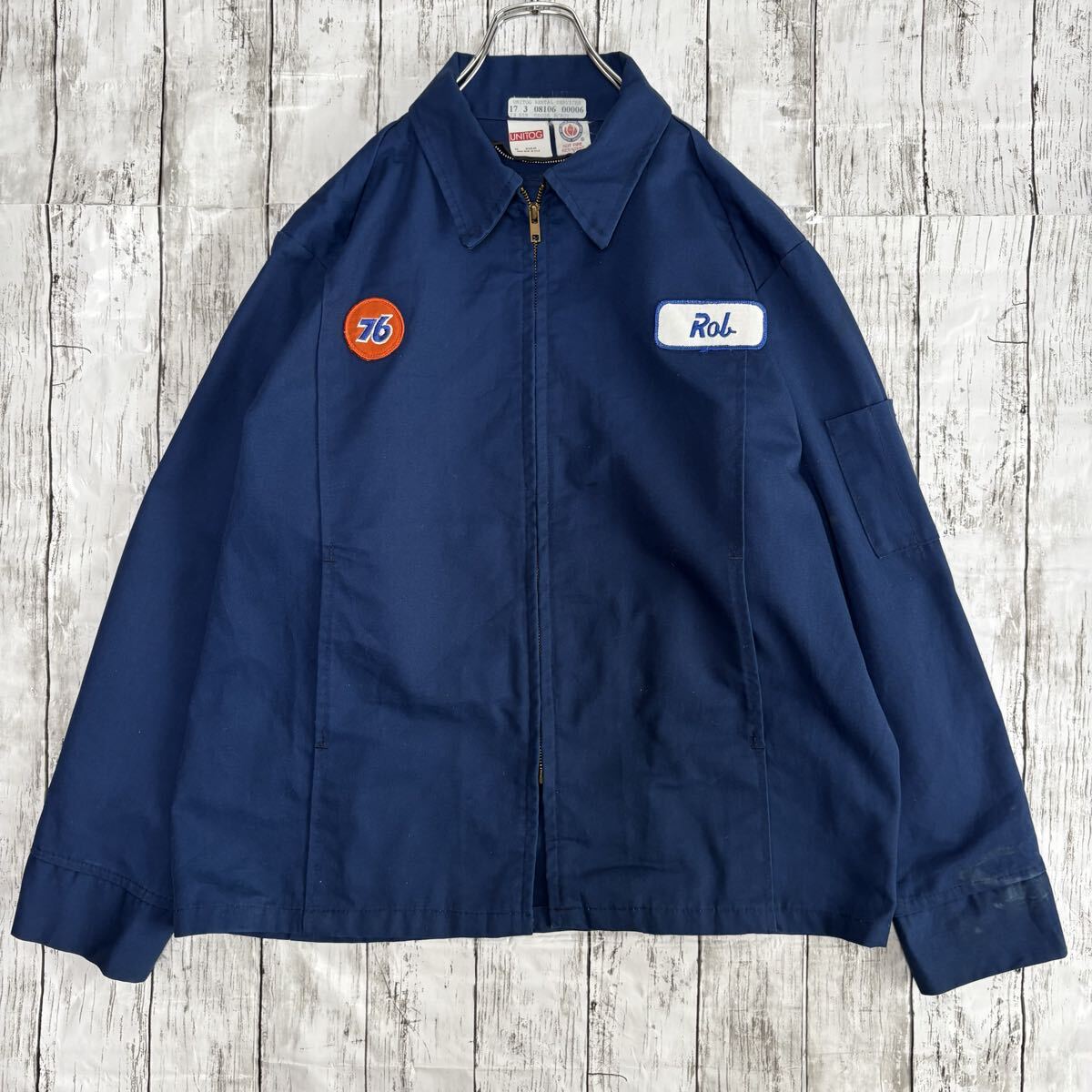 80s USA製 UNITOG ユニトグ 76ルブリカンツ ワッペン ワークジャケット ブルゾン U.S.古着_画像2