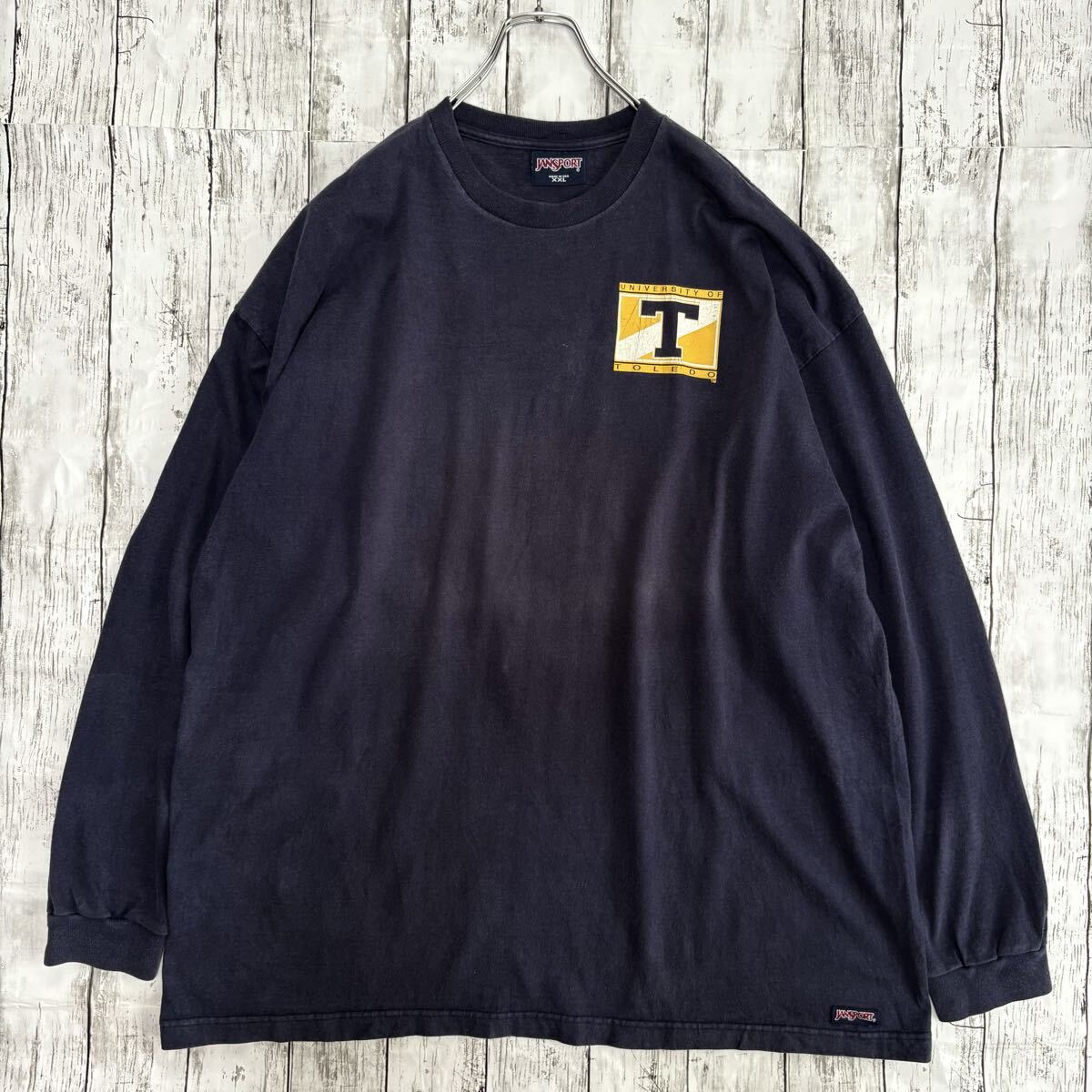 USA製 JANSPORT ジャンスポーツ 両面 カレッジプリント ロンT XXLサイズ US古着 長袖Tシャツ_画像5