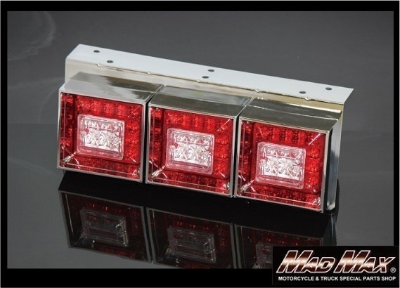  маленький, средний для грузовика LED 3 полосный прямоугольник задний фонарь красный / прозрачный 24V специальный задние фонари / Titan Dutro Fighter демонстрационный рузовик [ стоимость доставки 800 иен ]