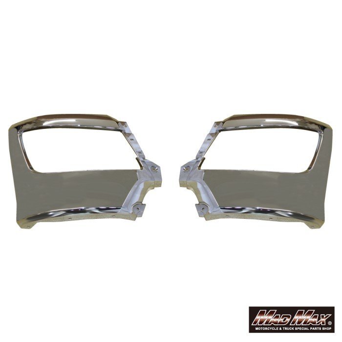 MADMAX トラック用品 日野 17レンジャー メッキ ヘッドライトカバー スポイラーあり ロングバンパー用 交換タイプ 左右セット【送料800円】_画像1