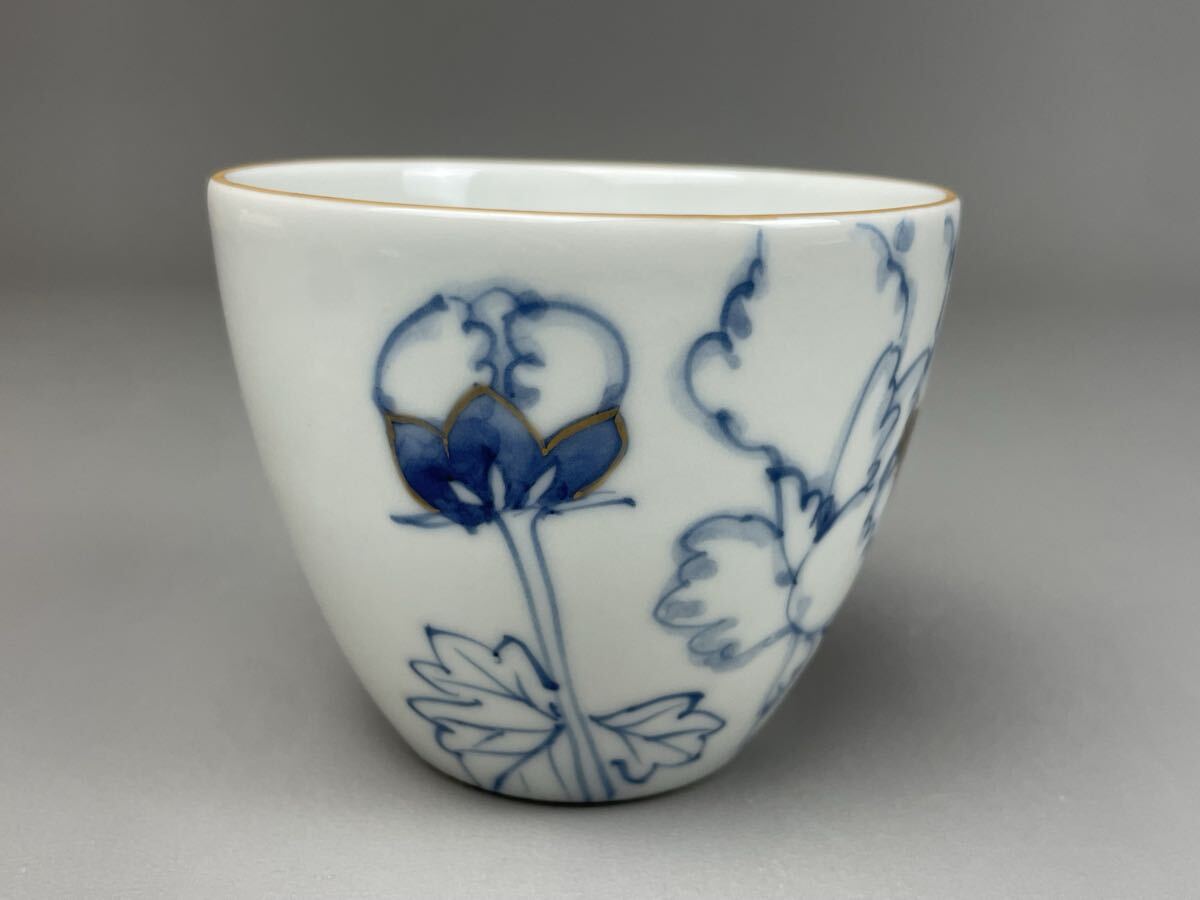 未使用 保管品 宮内庁御用達 九谷焼 山本長左 カップ&ソーサー 華王 牡丹 金彩 コーヒーカップ ティー 兼用 珈琲碗 高級洋食器 _画像4