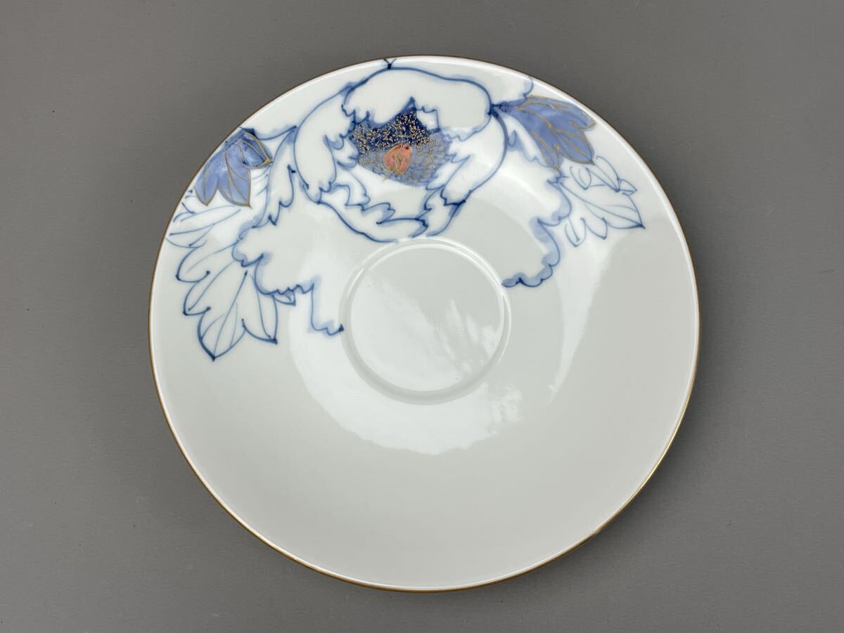 未使用 保管品 宮内庁御用達 九谷焼 山本長左 カップ&ソーサー 華王 牡丹 金彩 コーヒーカップ ティー 兼用 珈琲碗 高級洋食器 _画像7