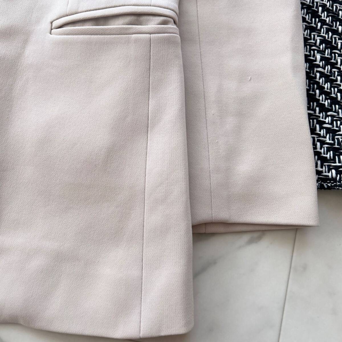 Theory セオリー ノーカラージャケット ベージュ 00サイズ ストレッチ_画像5