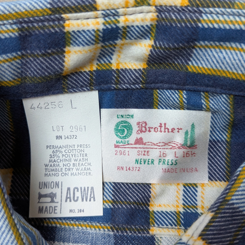 デッドストック【5 Five Brother】70年代 プリント フランネル ワーク シャツ ファイブブラザー プリネル ネルシャツ ビンテージ 60s70s80s_画像10