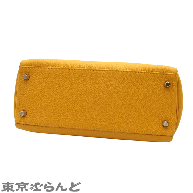 101818920 エルメス ケリー28 C刻印 ジョーヌアンブル SV金具 トゴ アリゲーター タッチ 内縫 2WAY ハンドバッグ 2018年 ショルダーバッグ_画像3