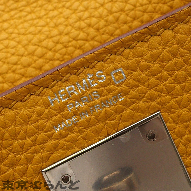 101818920 エルメス ケリー28 C刻印 ジョーヌアンブル SV金具 トゴ アリゲーター タッチ 内縫 2WAY ハンドバッグ 2018年 ショルダーバッグ_画像6