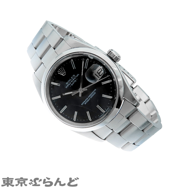 101820105 1円 ロレックス オイスターパーペチュアルデイト 1501 28番臺(tái) cal.1570 ブラック SS オイスターブレス 腕時(shí)計(jì) メンズ 自動(dòng)巻