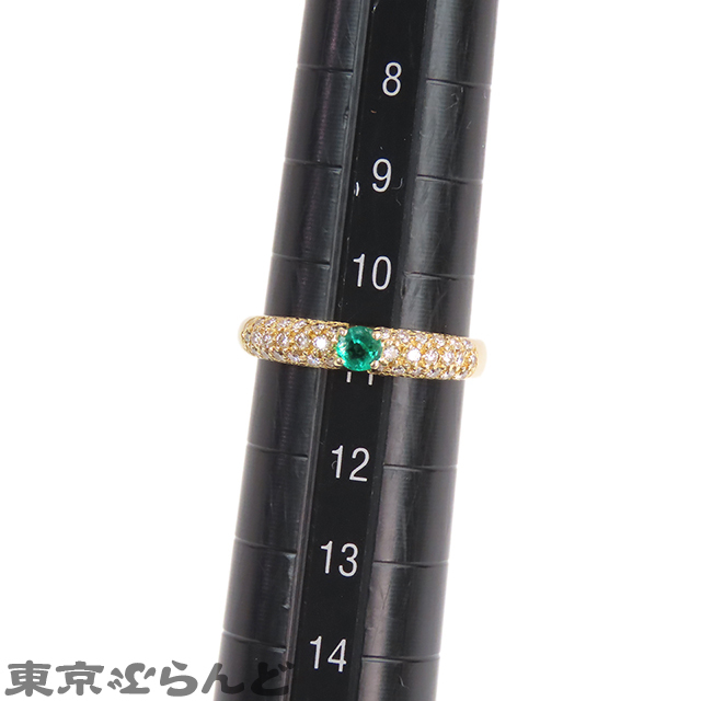 101807309 エメラルド リング イエローゴールド K18YG ダイヤモンド E0.21ct D0.30ct 11号相当 指輪 レディース_画像5