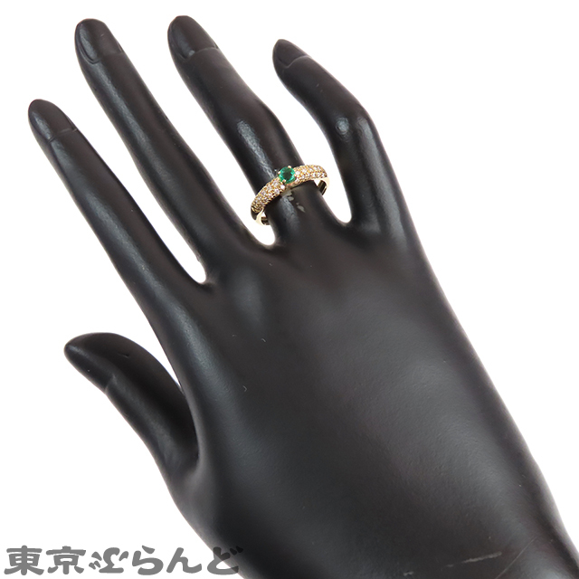101807309 エメラルド リング イエローゴールド K18YG ダイヤモンド E0.21ct D0.30ct 11号相当 指輪 レディース_画像6