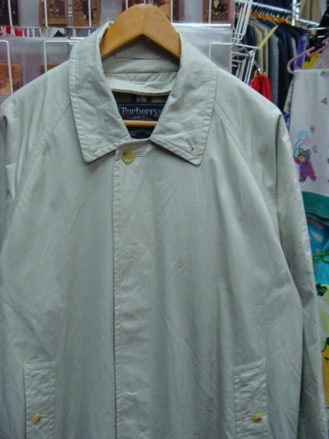 90s' BURBERRY バーバリー コットン ステンカラーコート アイボリー (90-165)【ライナーなし】　　