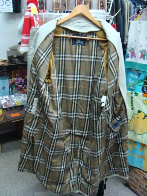 90s' BURBERRY バーバリー コットン ステンカラーコート アイボリー (90-165)【ライナーなし】　　