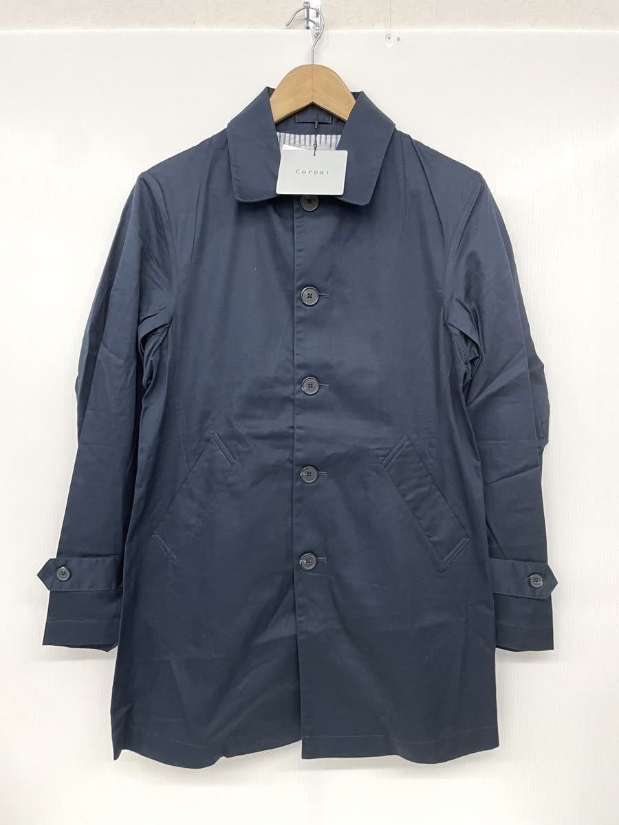 新品■coroai コロアイ メンズ スプリングコート M ネイビー コットン100% ステンカラー ロングコート 春秋 活躍_画像1