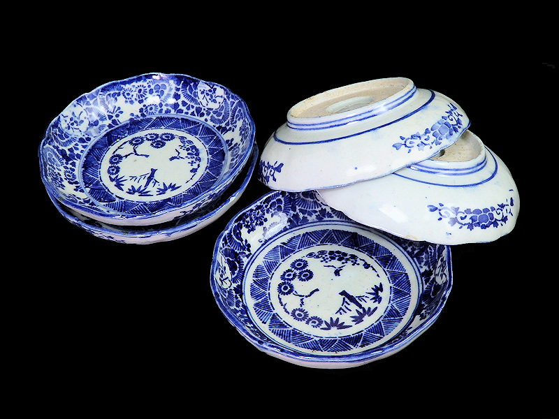 *. сердце * CMk-436mS Imari Velo индиго type . печать цветок . сосна бамбук слива. map маленький . тарелка 5 покупатель 