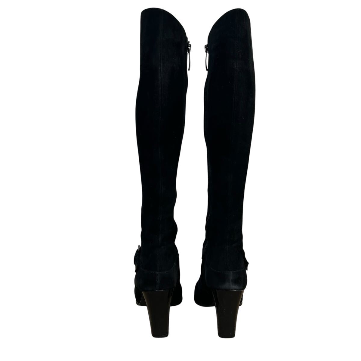 ※LB UNTITLED レザーロングブーツ スエード サイドジップ ブラック 日本製 23cm_画像3