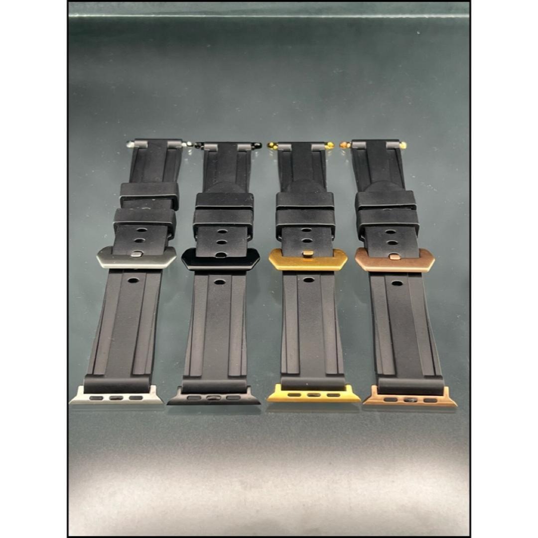 アップルウォッチ ブラック ディープ ラバー ベルト 尾錠バックル付 49mm ウルトラ_画像3