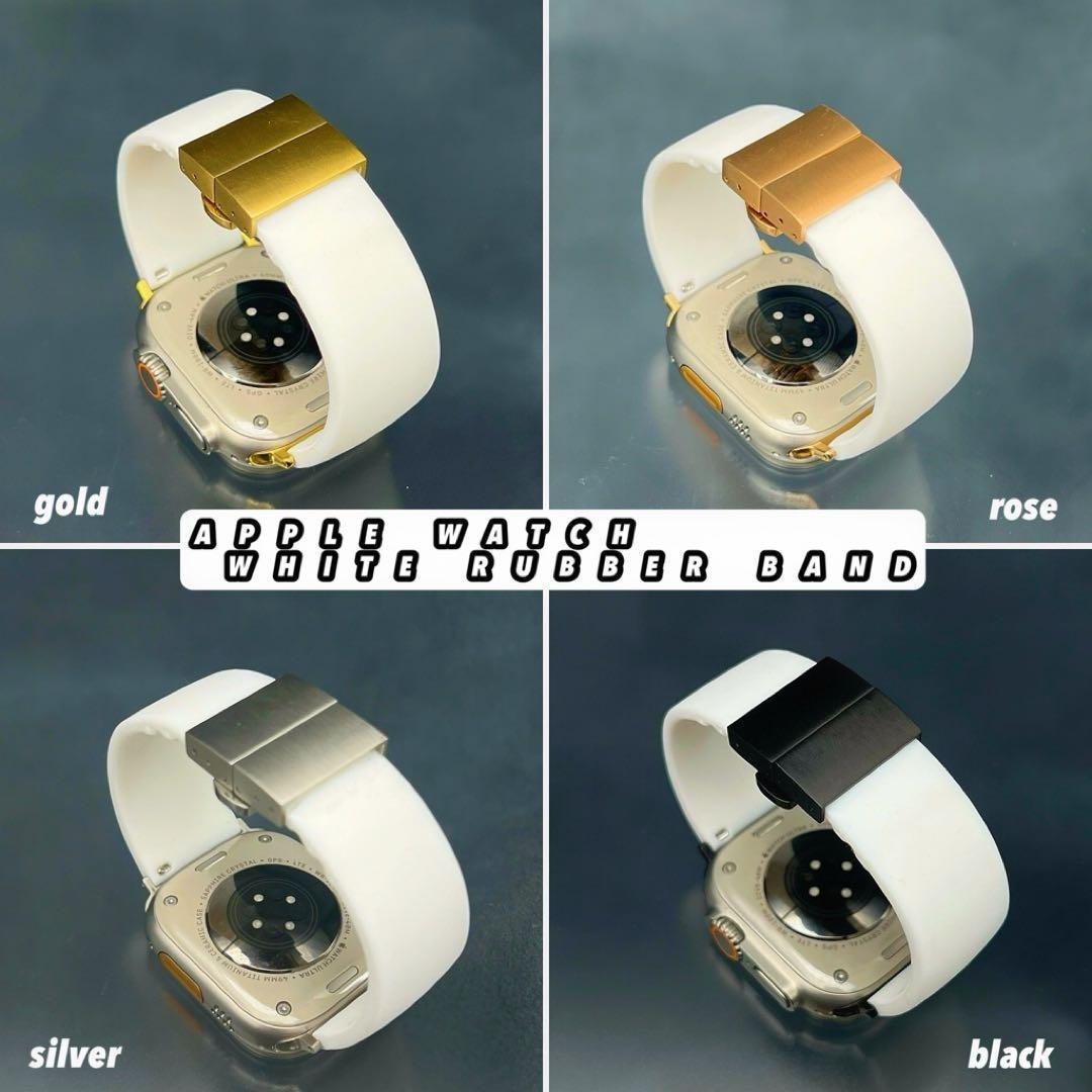 ホワイト アップルウォッチ　ワイド幅　ラバーベルト　特殊バックル付き ウルトラ　４９m m_画像3