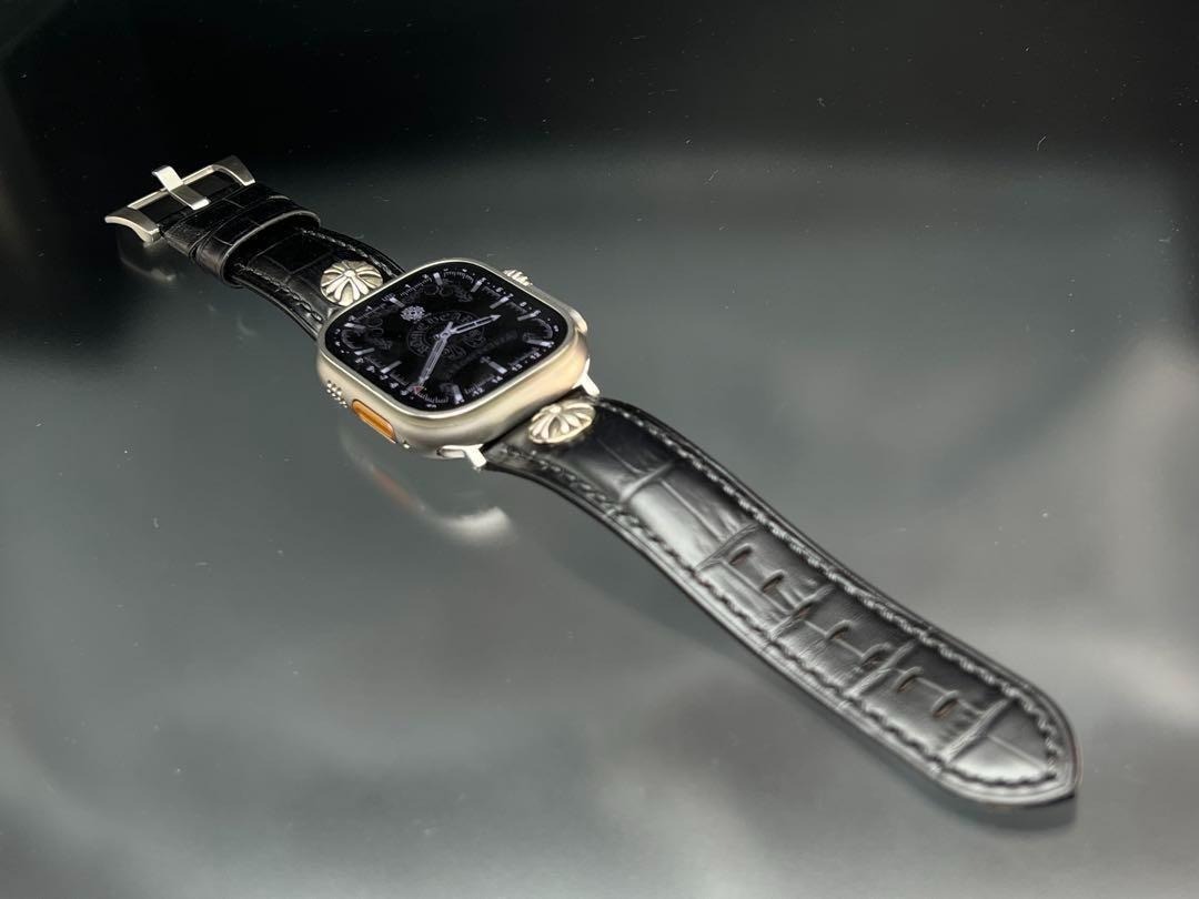 アップルウォッチ ワイド レザーバンド 本革 49mm ウルトラ ultra 極厚み_画像3