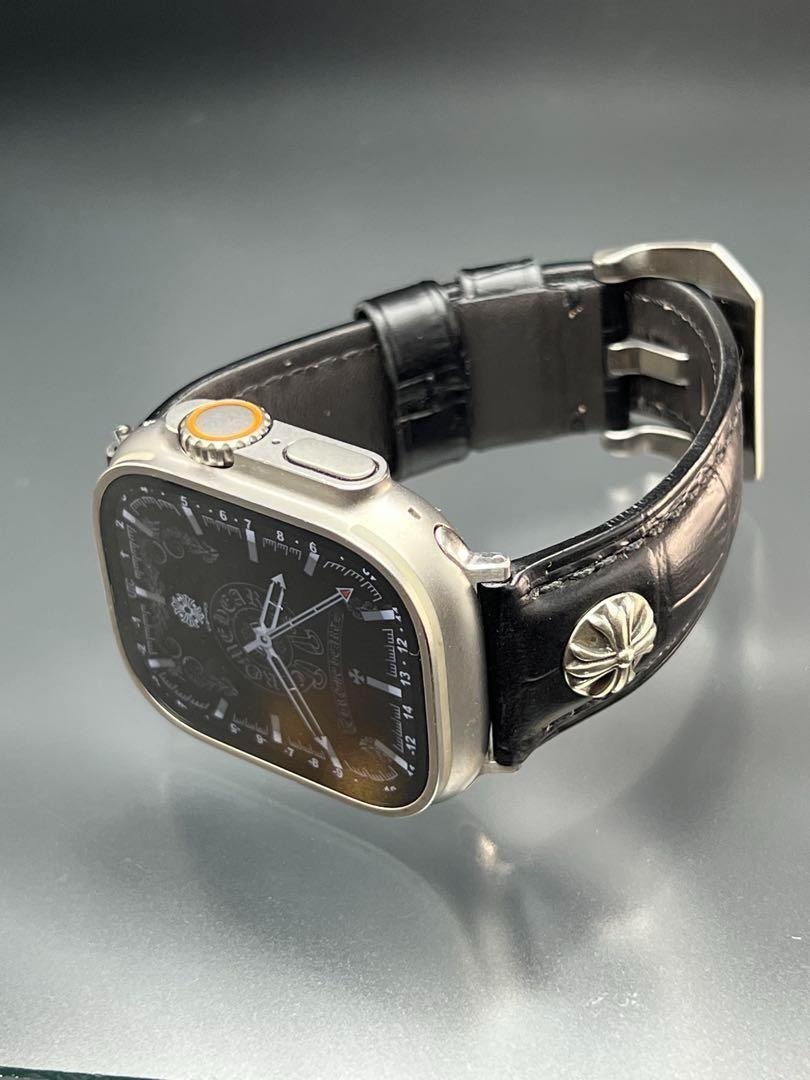 アップルウォッチ ワイド レザーバンド 本革 49mm ウルトラ ultra 極厚み_画像2