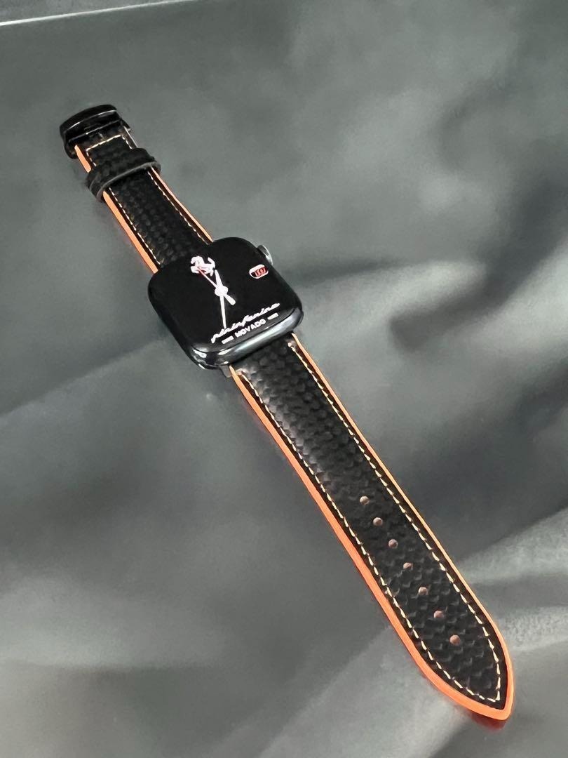 アップルウォッチ カーボンxラバー ベルト dバックル付 49mm 46mm 45mm 44mm 41mm 40mm ウルトラ_画像9