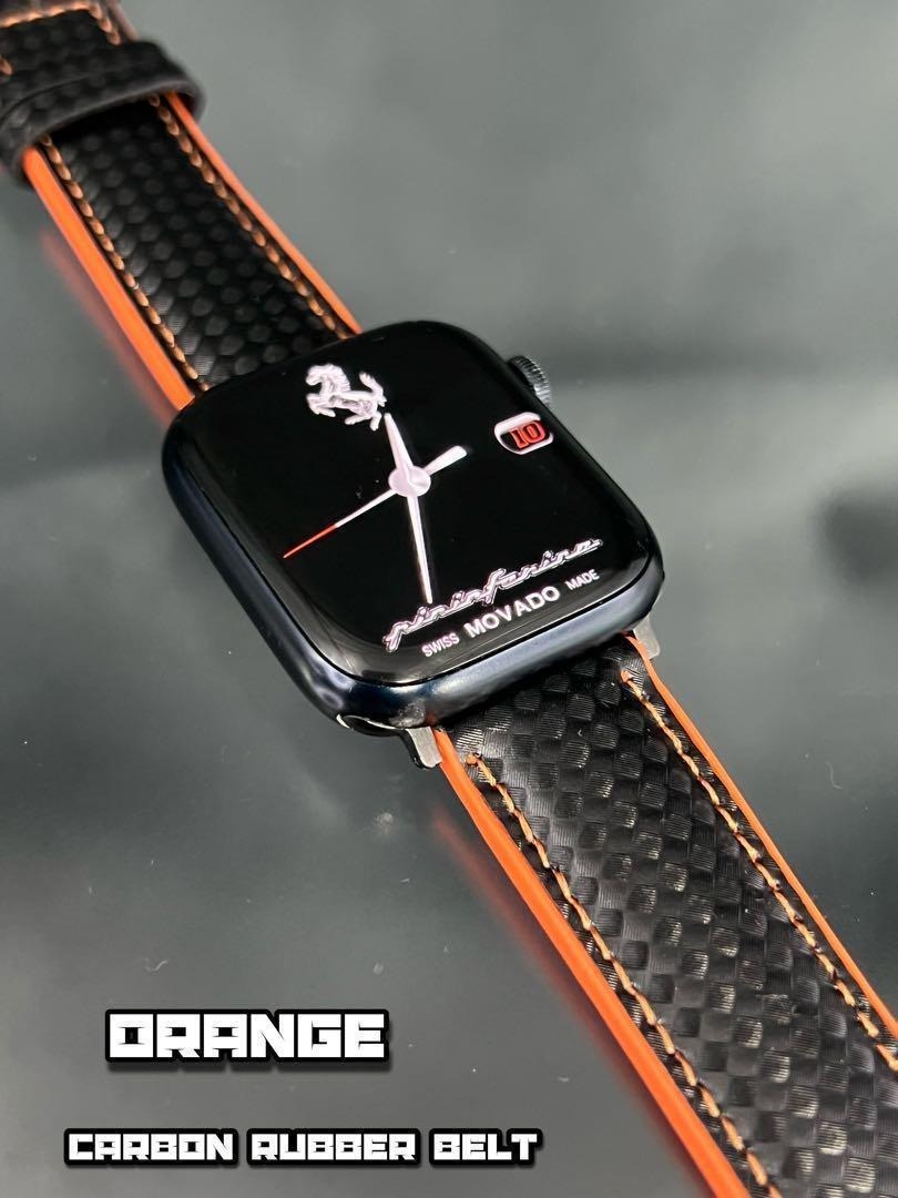アップルウォッチ カーボンxラバー ベルト dバックル付 49mm 46mm 45mm 44mm 41mm 40mm ウルトラ_画像3