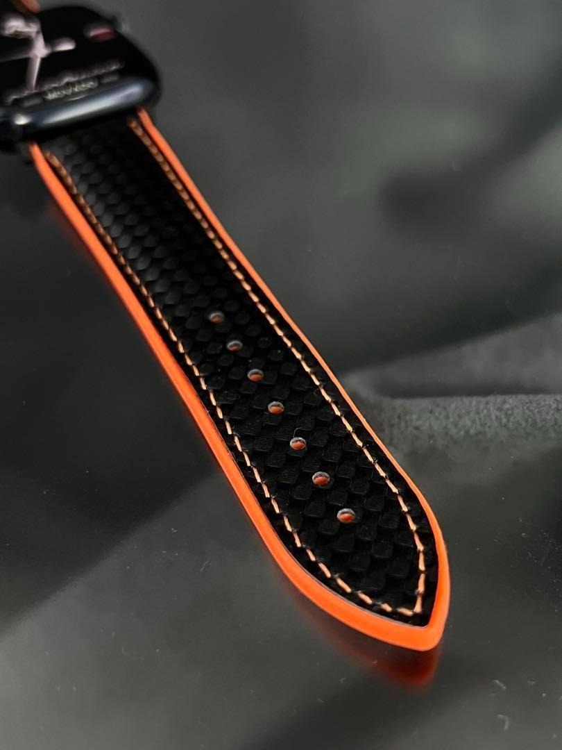 アップルウォッチ カーボンxラバー ベルト dバックル付 49mm 46mm 45mm 44mm 41mm 40mm ウルトラ_画像5