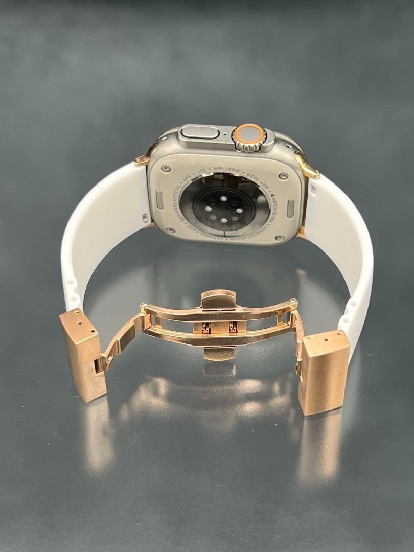 ホワイト アップルウォッチ　ワイド幅　ラバーベルト　特殊バックル付き ウルトラ　４９m m_画像9