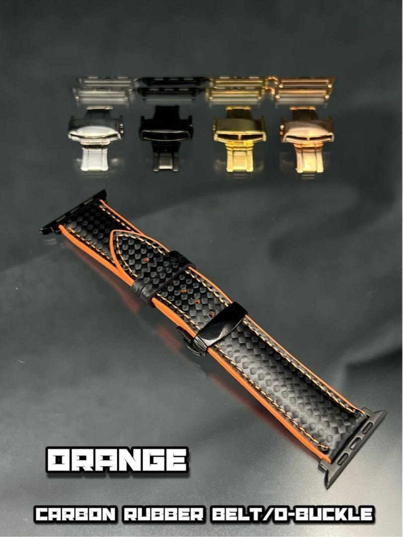 アップルウォッチ カーボンxラバー ベルト dバックル付 49mm 46mm 45mm 44mm 41mm 40mm ウルトラ_画像1