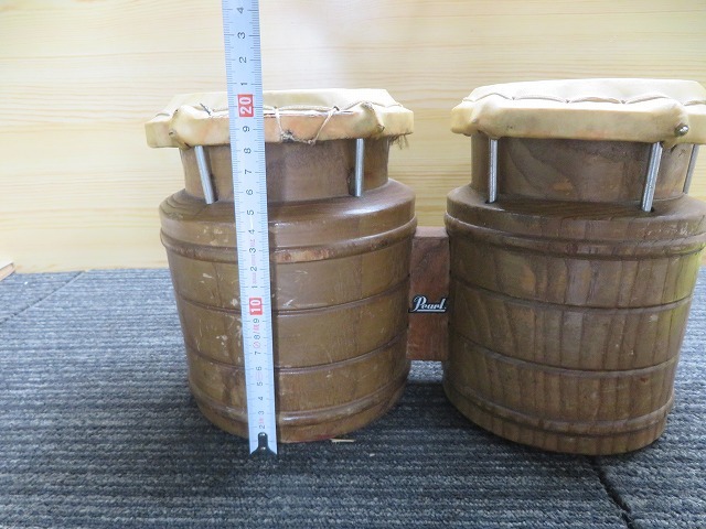 T☆Pearl パール ミニコンボ　太鼓　ブラウン　木製　打楽器 ◎現状品_画像4