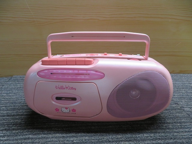 K☆ドウシシャ AM/FMラジオカセットレコーダー RM-120KT  ハローキティ ピンク ◎通電OK ◎再生など簡易動作確認済_画像1