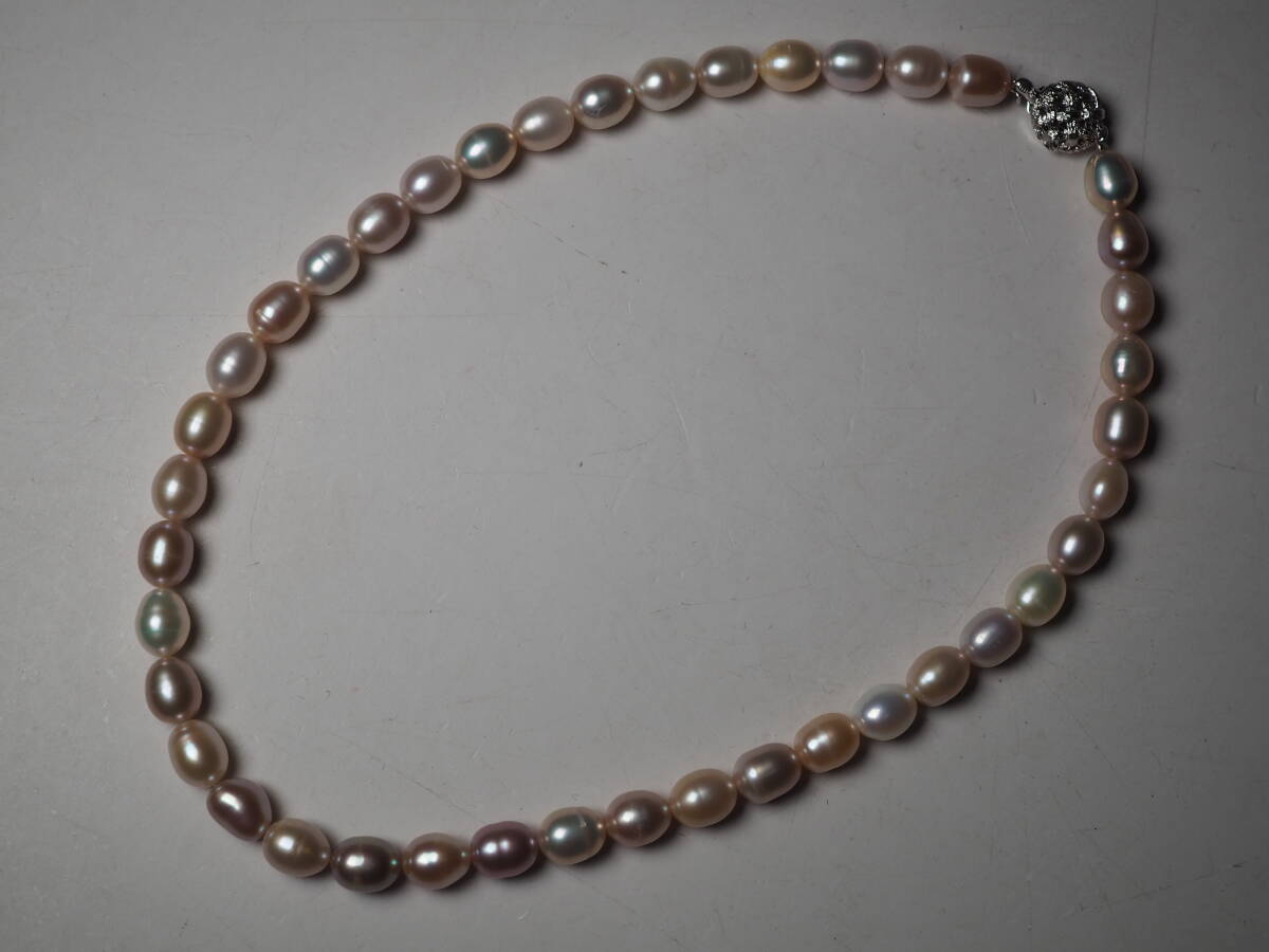  パールネックレス　ピンク系　SILVER刻印　とても可愛らしいネックレス 未使用_画像1