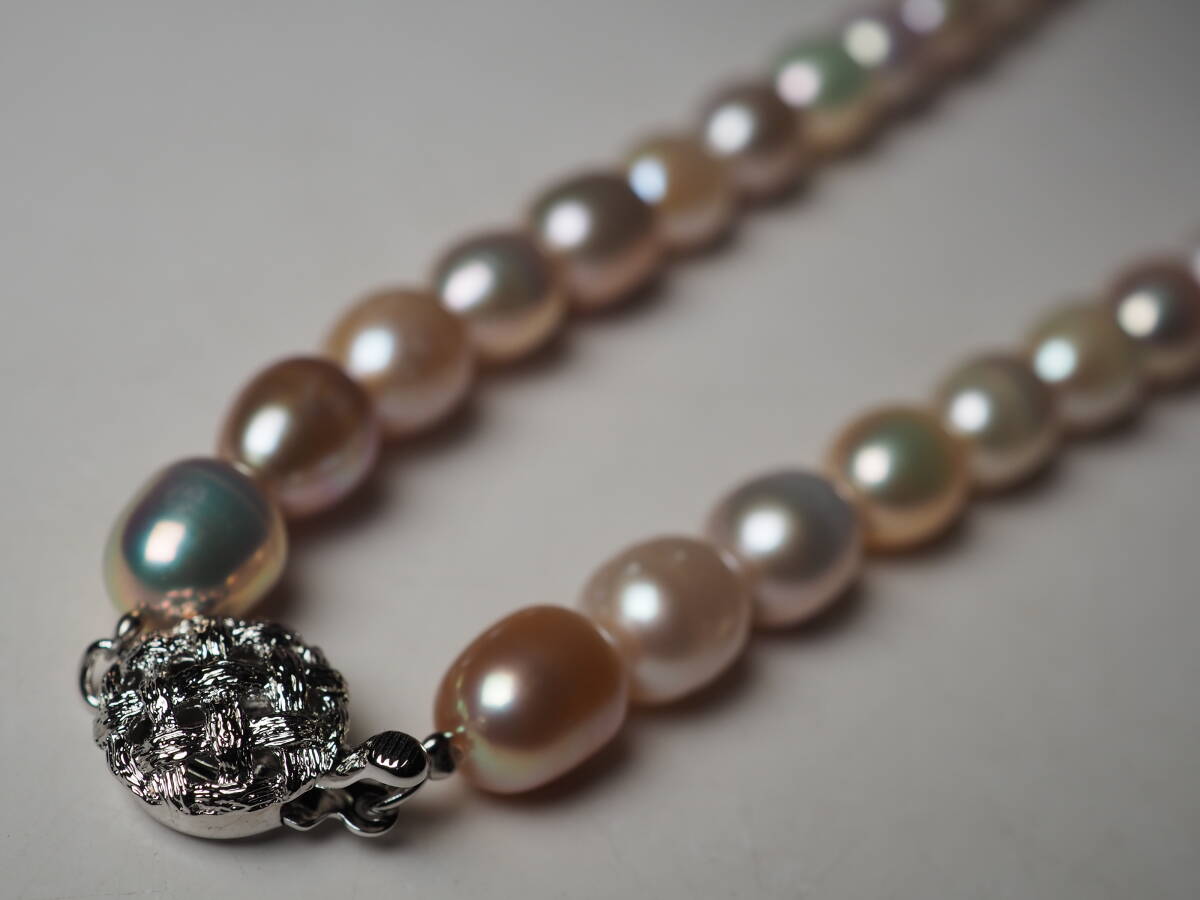  パールネックレス　ピンク系　SILVER刻印　とても可愛らしいネックレス 未使用_画像3