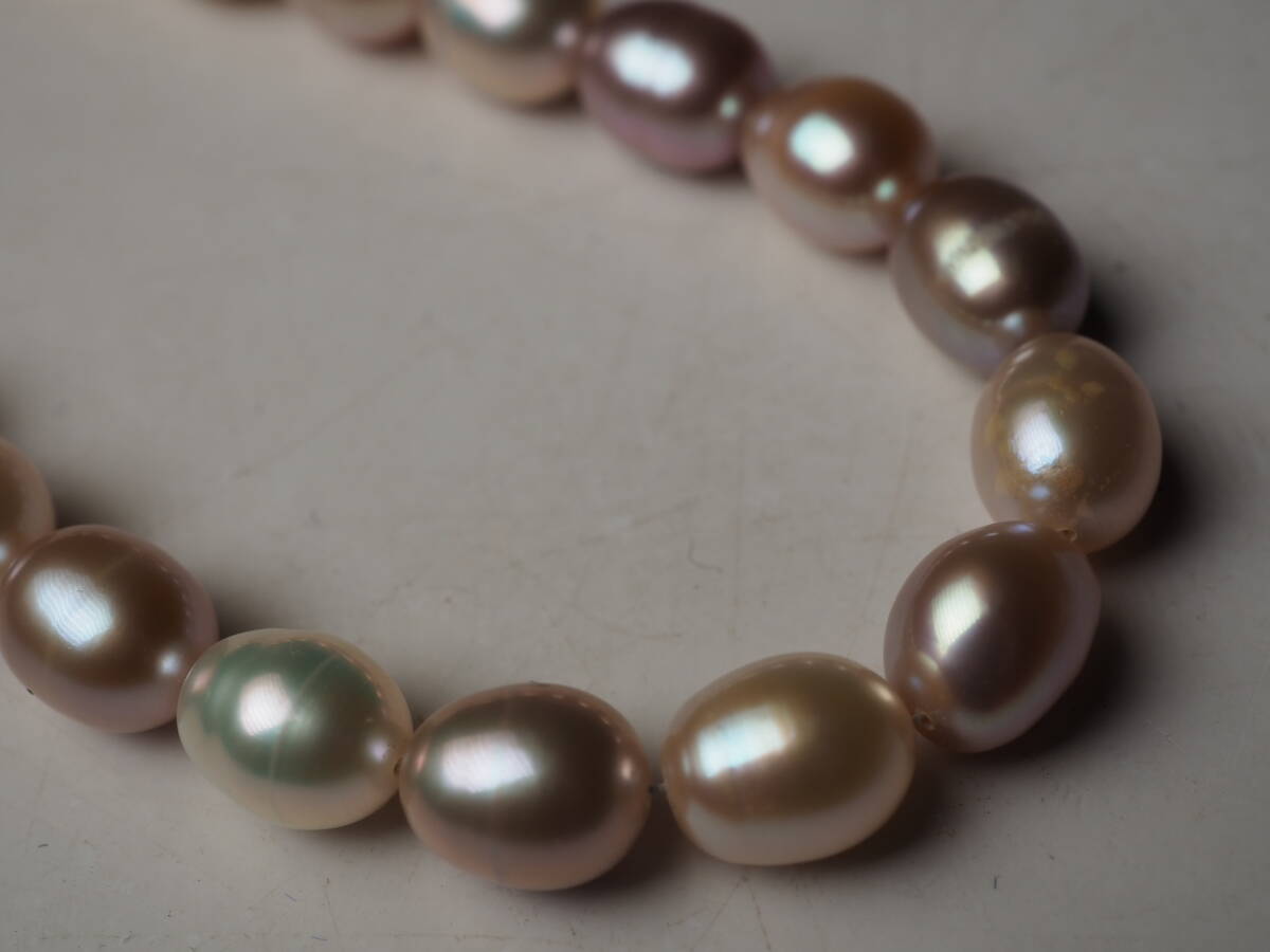  パールネックレス　ピンク系　SILVER刻印　とても可愛らしいネックレス 未使用_画像7