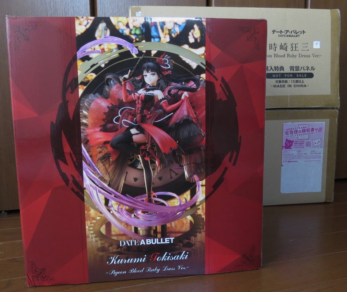 【開封済】 特典付 時崎狂三 eStream 1/7 デート?ア?バレット Pigeon Blood Ruby Dress Ver. 背景パネル付き