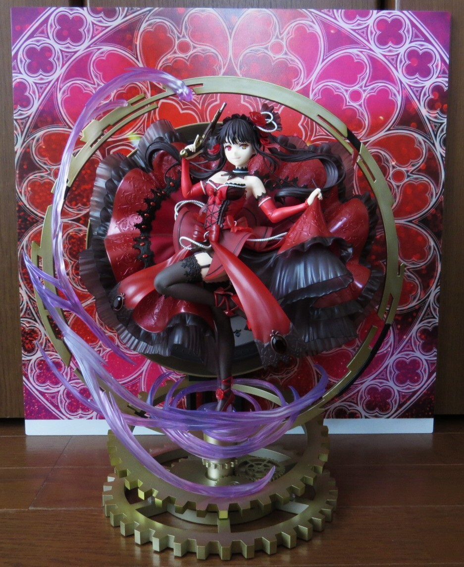 【開封済】 特典付 時崎狂三 eStream 1/7 デート?ア?バレット Pigeon Blood Ruby Dress Ver. 背景パネル付き