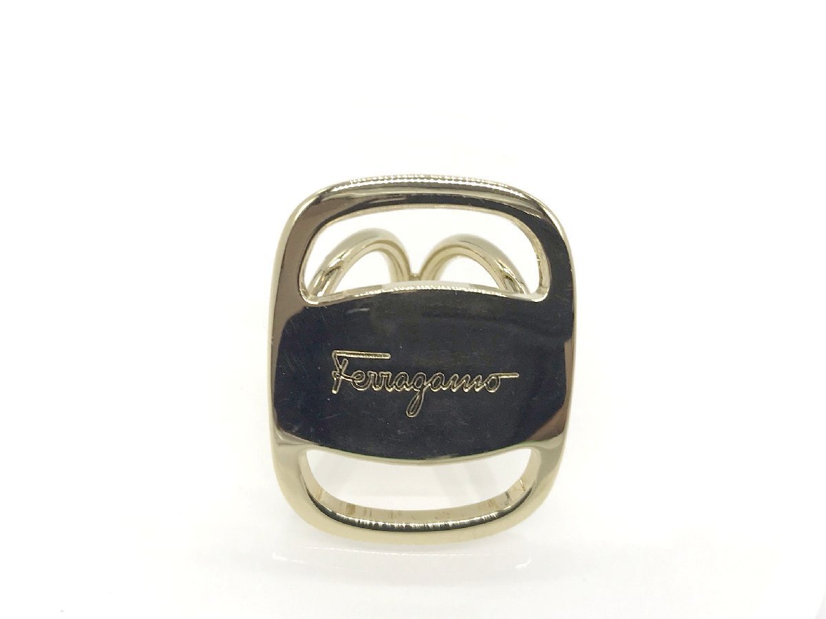 #[YS-1] Salvatore Ferragamo шарф кольцо # GP Gold общая длина 3.5cm ширина 2.8cm # Италия производства [ включение в покупку возможность товар ]#D